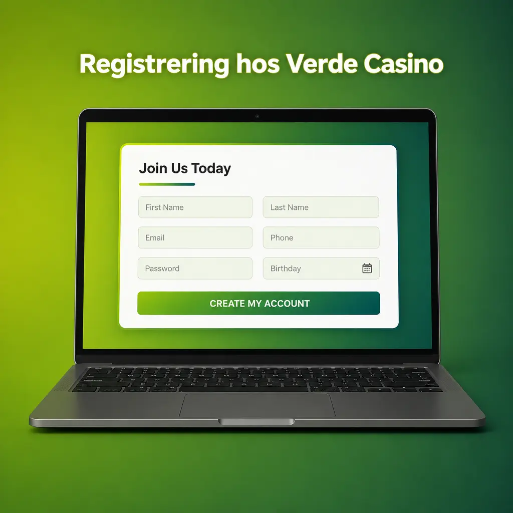 Trin-for-trin guide til registrering hos Verde Casino med adgang til velkomstbonus, live betting og casinospil.